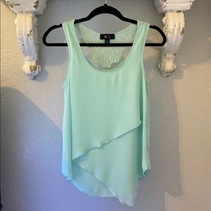 Sheer Teal Tank with Lace